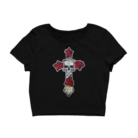 Skull Cross Cropped Tee