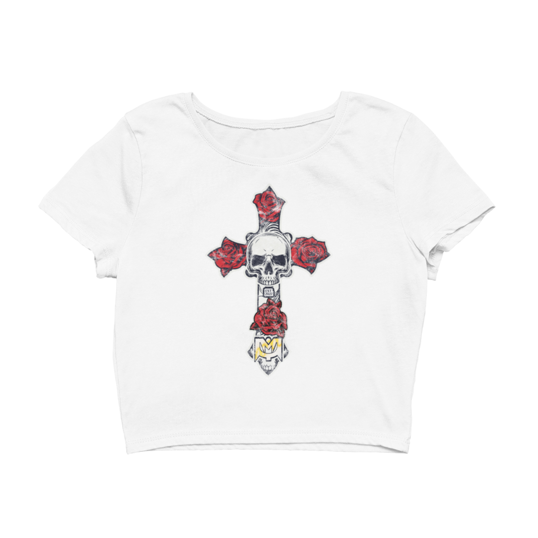 Skull Cross Cropped Tee