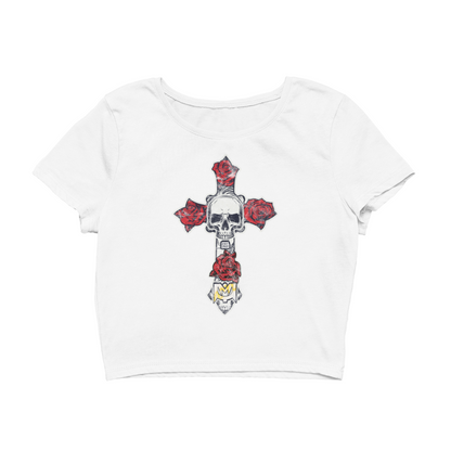 Skull Cross Cropped Tee